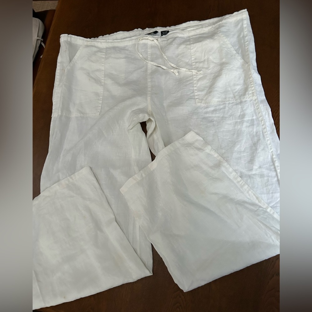 White Linen women’s tie string waist Pants. XL. Massimo brand.